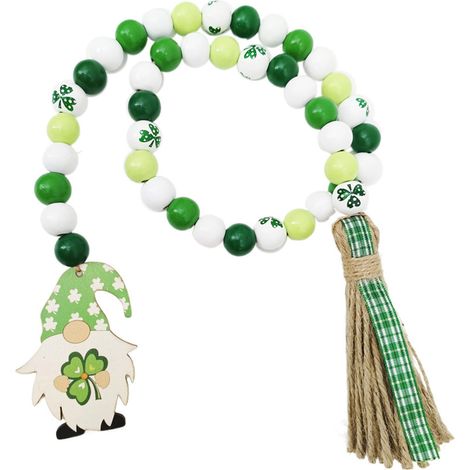 Guirlande En Perles Bois - Décoration Fête Saint-Patrick - Suspension Pour Intérieur - Ornement Pour Étagère Table Mur Porte - Lot De 1 (1/5)