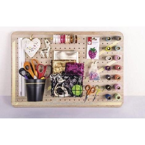 Porte-outil mural Peg Board en bois MDF perforé 40 x 60 x 2,5 cm