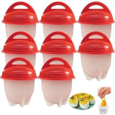 Bardusch-8pcs Silicone Pocheuse Moules De Cuisson Des œUfs Silicone Oeuf Cooker Egg Cooker Oeufs Pocheuse Pocheuse Gadgets Faire Bouillir Des Oeufs Sans La Moisissure Des œUfs Durs Est SûRe Et Saine (1/5)