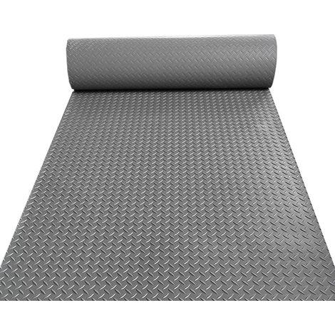 Rouleau de revêtement de sol de garage 1,2 x 2,5 m, 2,5 mm d'épaisseur, antidérapant, imperméable, pour vans, salle de sport, entrepôt, gris, intérieur et extérieur (1/5)