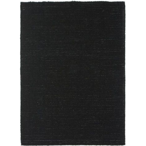 VIKING - Tapis à poils longs effet soyeux noir 190x200 (1/3)