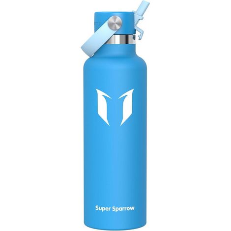 Trinkflasche Edelstahl Thermosflasche Strohhalm 750 ml C- Himmelblau (1/5)