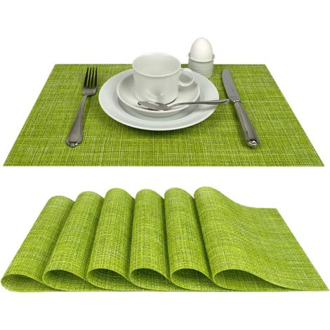 Tischsets Platzsets, abwaschbar, im 6er-Set, grün, Tisch Unterlage ist abwischbar