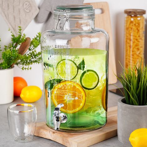 Distributeur de boissons en verre avec robinet 8 L