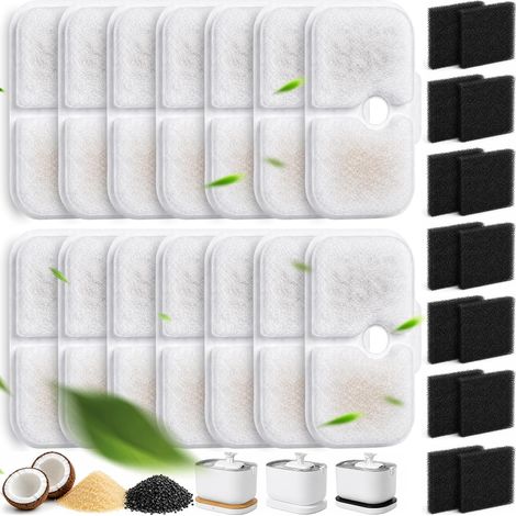 Lot de 28 Filtres Fontaine Chat Petlibro Dockstream, 14 Charbon + 14 Éponges, 4 Étapes (1/5)