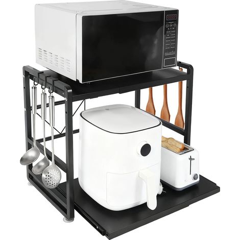 Estantería de cocina, altura regulable, diseño resistente, color negro. (1/2)