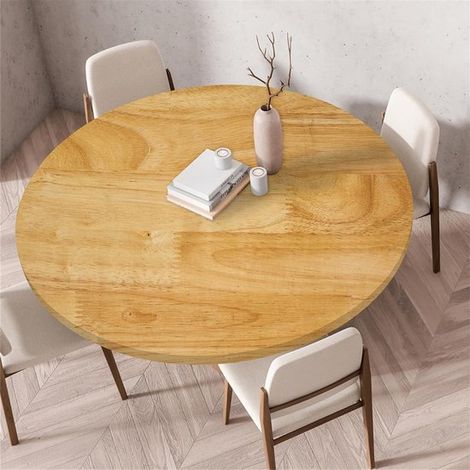 Runde Tischdecke mit elastischem Rand 3D-Holzoptik waschbare Tischdecke für den Innen und Außenbereich ideal für Küche Esszimmer und Picknick 120 (1/5)