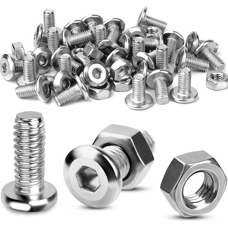 M5x16 mm Vis à Tête Plate Jeu de Vis et Écrous 60 Ensembles Vis à Tête Cylindrique M5 et Boulon M5 Vis à Tête Plate Hexagonale en Acier Inoxydable Vis Inox pour Réparation Meubles (1/5)