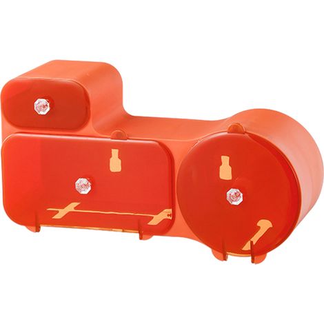 Distributeur Papier Toilette Mural - Sans Marque - Modèle Double Port - Plastique Orange 38x12x18cm (1/5)