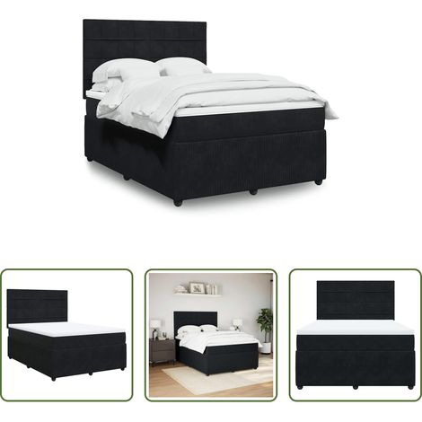 vidaXL Samt - Boxspringbett mit Matratze Schwarz 140x200 cm Samt (1/5)