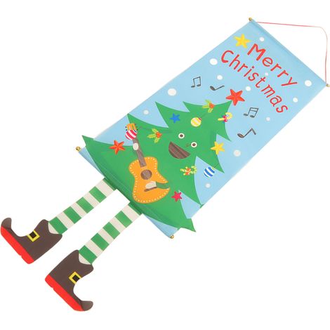 Décoration de Noël en bambou et tissu, guirlande de Noël à suspendre à la porte d'entrée. Décoration pour sapin de Noël. Panneau décoratif de Noël suspendu pour la maison. Décoration murale en bambou (1/5)