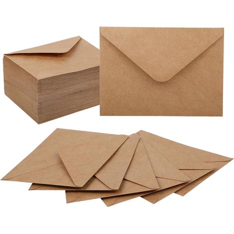 100 pièces Enveloppes en Papier Kraft B6 - Enveloppes 13x18 - Enveloppe Mariage - Covers Faire Part, 120 g/m² Papier Brun, Fermeture Colle Humide, pour Lettres, Cartes, Invitations, etc (1/5)