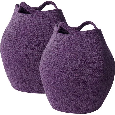 Set di 2 contenitori portabiancheria in cotone intrecciato a mano viola Panjgur
