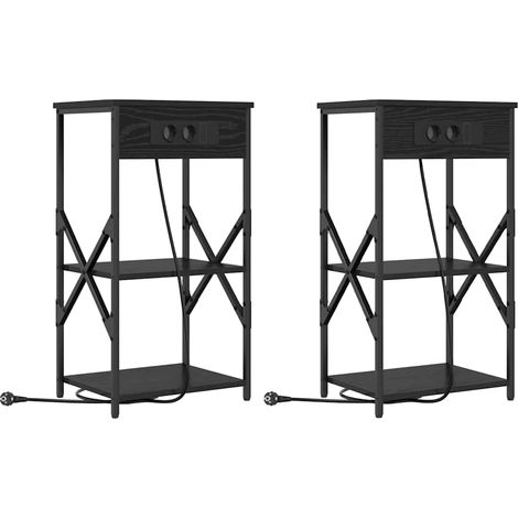 Maison Exclusive - Armario de Noche con estante 2 pcs Roble Negro (1/5)