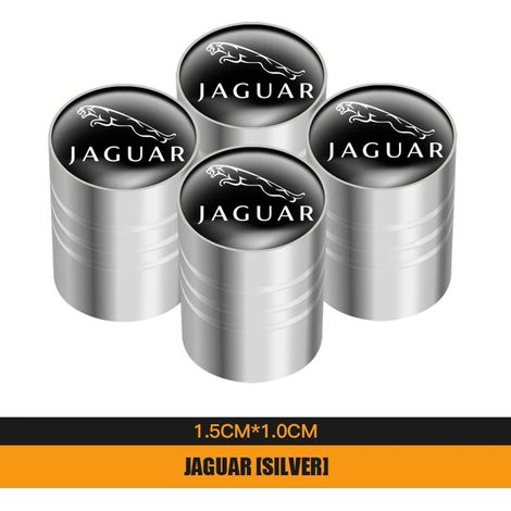 (Argent) 4 bouchons de valve de pneu en alliage métallique compatibles avec XF, XJ, XFR, XKR, S-Type, F-Type, X-Type, F-Pace, I-Pace, E-Pace, XJR et XE