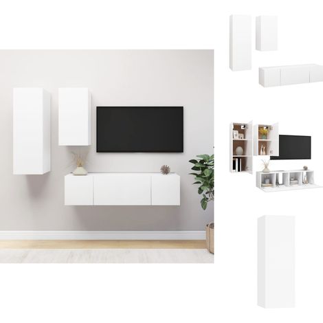 TV-Möbel - Living 4-tlg. TV-Schrank-Set Weiß Holzwerkstoff (1/5)