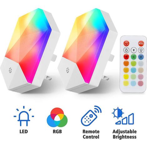 Lot De 2 Veilleuse Led, Veilleuse Led Enfant Prise Electrique, Rgb Veilleuse Led Enfant, Lampe Nuit Veilleuse Dimmable, Veilleuse Secteur Avec Pr (1/5)