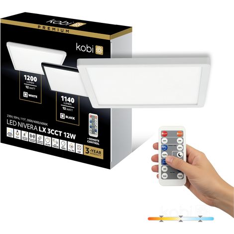 Plafonnier LED carré blanc 12 W 3CCT avec détecteur de mouvement et télécommande IP54 NIVERA Kobi (1/5)