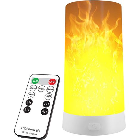 Flame Effect Light, Flame Light with Remote Control and Timer, USB Charging 4 Modes Waterproof Fire Light Bonfire Fireplace Lantern, Flameless Candle for Home Garden Halloween Party Bar Decoration (1/5)