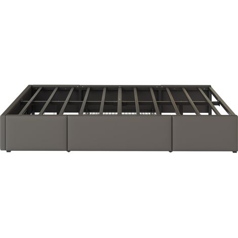 Letto 90 x 200 cm con cassetti, in pelle PU grigia con LED, senza testiera (1/5)