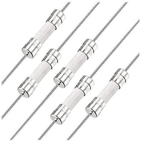 Coup Lent Fusible Temporisation Fil Conducteur Fusibles Céramique 5mm x 20mm 250V T2A 5Pcs (1/4)