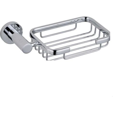 Balterley Modern Rectangular Grill Wall Mounted Bathroom Soap Dish Holder Durable Brass Construction, 184x110mm - Chrome Finish