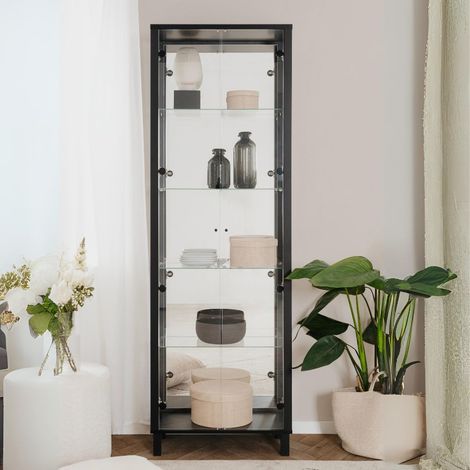 Vetrina colore nero con 2 ante e 4 ripiani Albi52B 62x33x189H (1/5)
