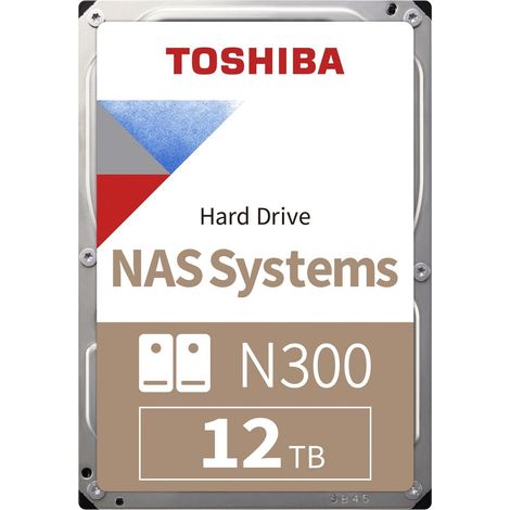 Disco duro NAS Toshiba N300 HDWG51CUZSVA de 12 TB, 3,5", 7200 rpm, 512 MB, SATA III (venta a granel) (1/2)