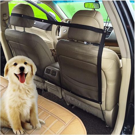 Rete divisoria per animali domestici in auto, barriera per animali domestici per auto, rete divisoria per sedile posteriore, rete di separazione per cani sul sedile posteriore con corda e gancio regol
