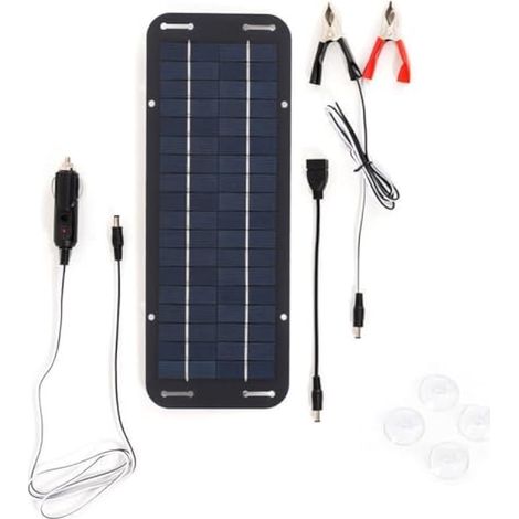 Chargeur solaire 30 W, panneau solaire 12 V, chargeur d'entretien, kit de chargeur pour moto, bateau, voiture, camping-car, remorque marine (1/5)
