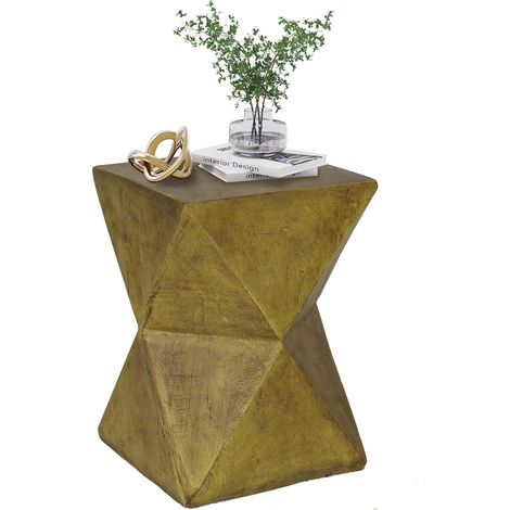 Unho – Table d'appoint en béton léger – Carrée 45x31x31cm – Style moderne pour salon et extérieur – Résistante au feu et facile à déplacer (1/5)