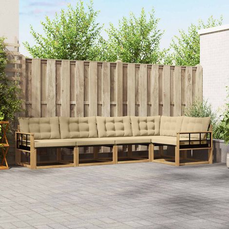 vidaXL Outdoor-Sofagarnitur mit Kissen 5 pcs Weiß und Beige (1/5)