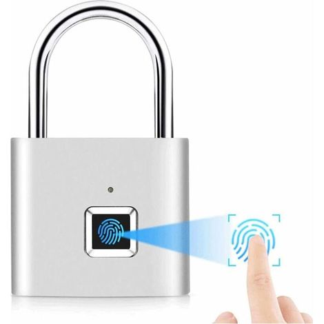 Verrouillage intelligent des empreintes digitales Chargement USB, cadenas étanche IP65 pour casiers, valises, sacs à dos, etc. peuvent prendre en charge 10 ensembles d'empreintes digitales. (1/5)