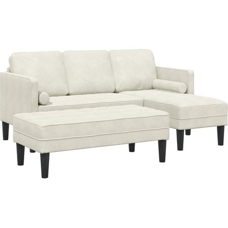 Juego de Sofá 2 pcs Crema 173 x 131 x 67 cm Terciopelo