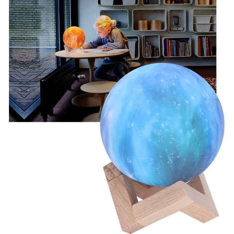 Lampe Lune USB 3D Veilleuse LED 3 Couleurs Lampe de chevet Cadeau d'anniversaire pour enfant (1/5)
