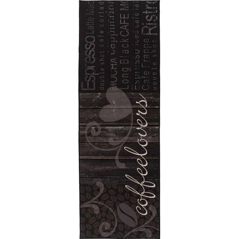 Tapis intérieur noir antidérapant à poil court durable - noir profond avec motifs gris et blanc (1/5)
