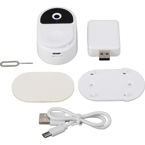 Sonnette vidéo Wi-Fi avec récepteur Ding Dong et caméra intégrée pour la surveillance à distance de votre maison connectée (128 Go, blanc).-AquaForge
