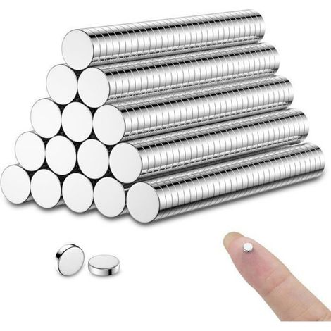 Aimant 3 x 2 mm - Rond Nickelé - Pour Réfrigérateur Tableau Blanc Travaux Manuels - Lot de 250 (1/5)