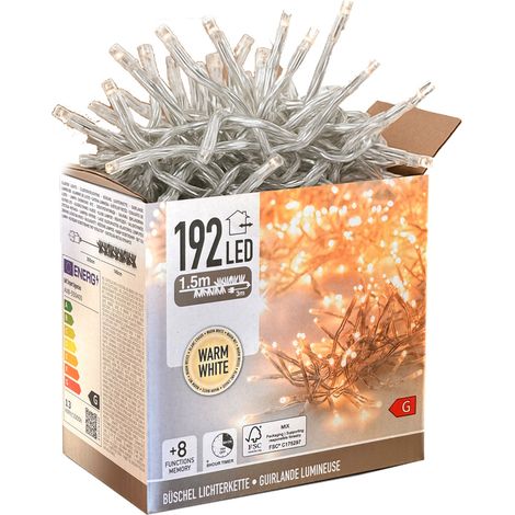 Weihnachtsbaumbeleuchtung, 192 LEDs, warmweiß