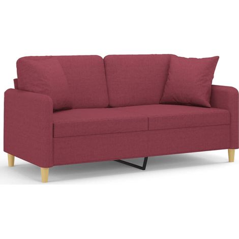 Maison Exclusive - Sofá de 2 plazas con cojines tela rojo tinto 140 cm