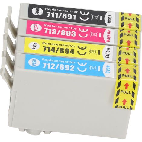4 cartouches d'encre (noir, cyan, magenta, jaune) haute capacité pour imprimantes Stylus D78, D92, D120, DX4000 et DX4050 (1/5)