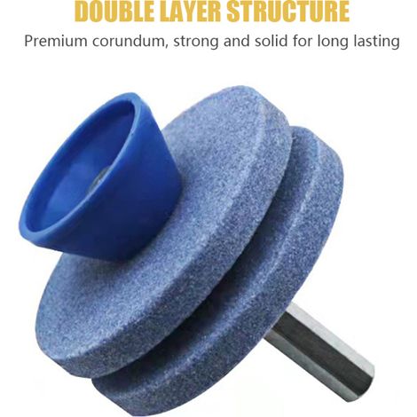 Affûteur universel double couche en corindon pour tondeuse à gazon, compatible avec perceuse électrique et perceuse manuelle. (1/2)