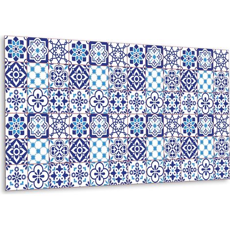 Panneau mural en vinyle autocollant - Lambris PVC - 100 cm x 50 cm - Motif azulejo (1/5)