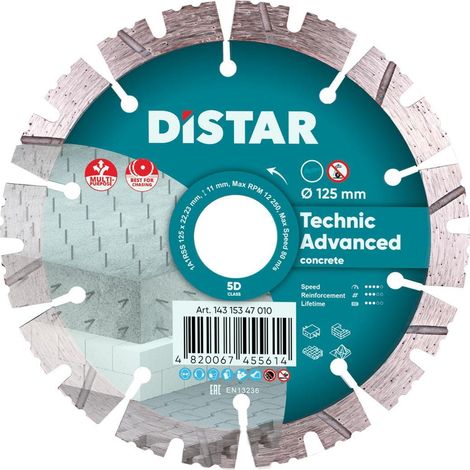 Disco de diamante Distar técnica avanzada 125 x 2,2/1,4 x 11 x 22,23 (1/4)