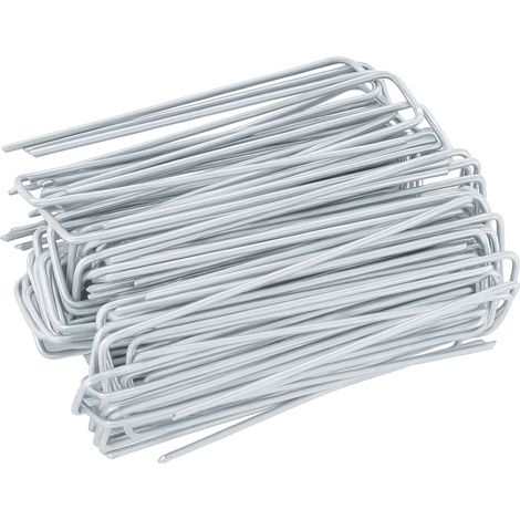 Oypla 100x Galvanised Steel Weed Membrane Pins - 6 inch (150mm) (1/5)