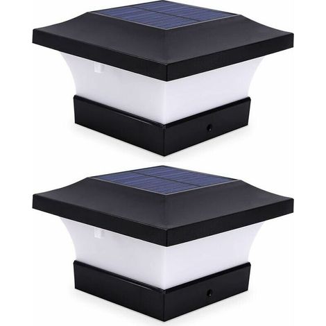 Juego de 2 farolas solares exteriores para postes, ideales para iluminar cercas y terrazas. Iluminación LED solar blanca de alto brillo (6000K) para postes de 4 x 4, 5 x 5 o 6 x 6 pulgadas. (1/5)