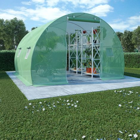 Vidaxl – Serre en verre 9m² 300x300x200 cm – Cadre en acier galvanisé – Tissu maillé PE 140 g/m² – Protection contre intempéries