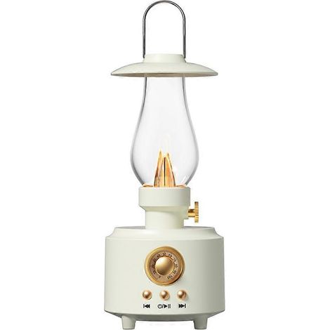 Enceinte Bluetooth sans fil au design de lampe à pétrole rétro, portable pour le bureau et l'extérieur, blanche (1/5)