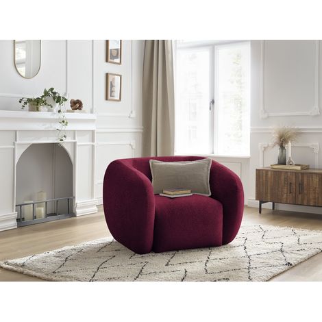 BOBOCHIC - Fauteuil CELINE tissu texturé Rouge (1/5)