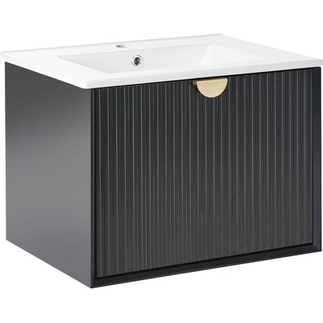 Wall Mounted Vanity Unit with Basin BONAIRE 60 cm Black